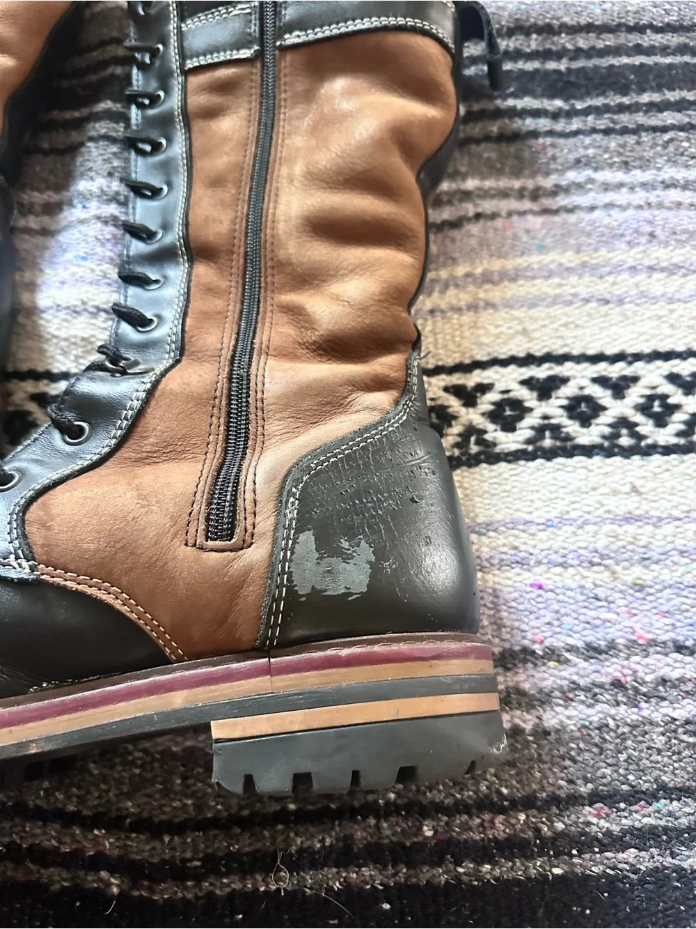 overland ilka wool-lined leather boots sheepskin size 42